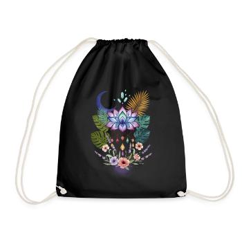 Spirituality Sacred Geometry Lotus Flower Zen - Drawstring Bag - black - Front