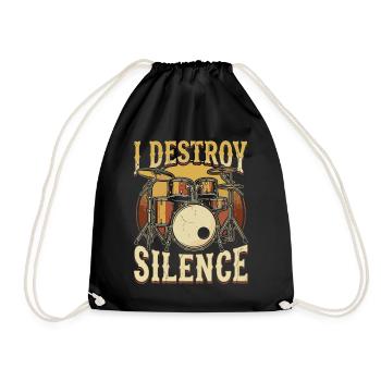 I Destroy Silence Drum Schlagzeug - Turnbeutel - Schwarz - Vorne