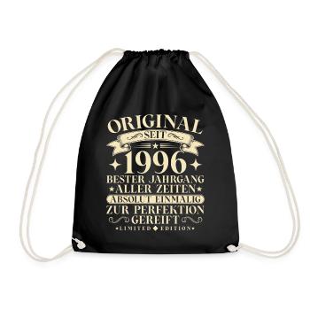 Vintage 1996 Jahrgang Geburtstag Retro - Turnbeutel - Schwarz - Vorne