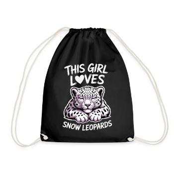 Snow Leopard Sayings Cute Snow Leopard Gift - Drawstring Bag - black - Front