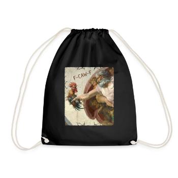 F-CAW-F Rooster Meme – Funny Sarcasm Saying - Drawstring Bag - black - Front