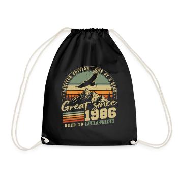 Anniversaire vintage vintage rétro 1986 - Sac de sport léger - noir - Devant