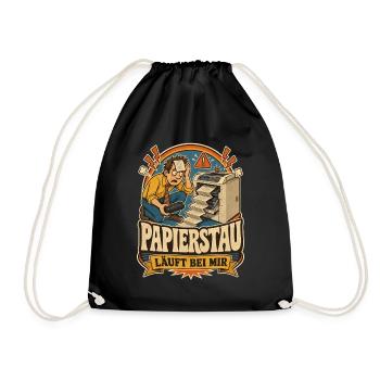 Papierstau – läuft bei mir (lustig Büro) - Turnbeutel - Schwarz - Vorne