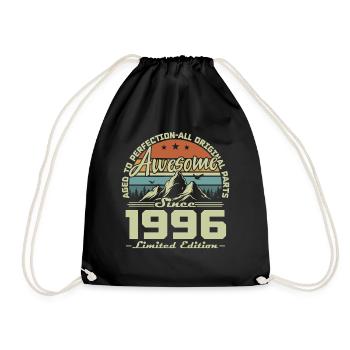 30th Birthday Gift 1996 Vintage Retro - Drawstring Bag - black - Front