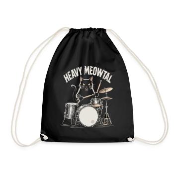 Heavy Meowtal Katzendrummer - Turnbeutel - Schwarz - Vorne