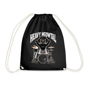 Heavy Metal Katze am Schlagzeug - Turnbeutel - Schwarz - Vorne
