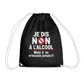 Alcool Cadeau humour personnalisé - Sac de sport léger - noir - Devant