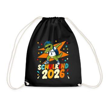 Schulanfang 2026 Einschulung Junge Mädchen Kita - Turnbeutel - Schwarz - Vorne