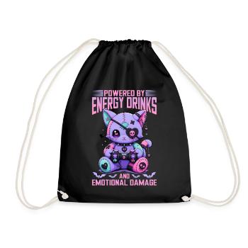 Pastel Goth Soft Goth Gaming Gamer - Drawstring Bag - black - Front