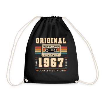 59th Birthday Gift August Vintage 1967 - Drawstring Bag - black - Front
