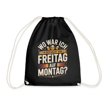 Nacht von Freitag auf Montag Filmriss Party JGA - Turnbeutel - Schwarz - Vorne