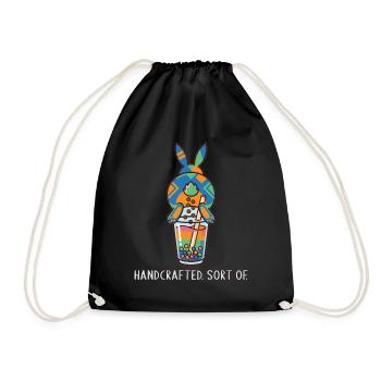 Cute Bunny Funny Boba Bubble Tea - Drawstring Bag - black - Front