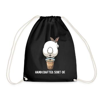 Cute Bunny Funny Boba Bubble Tea - Drawstring Bag - black - Front