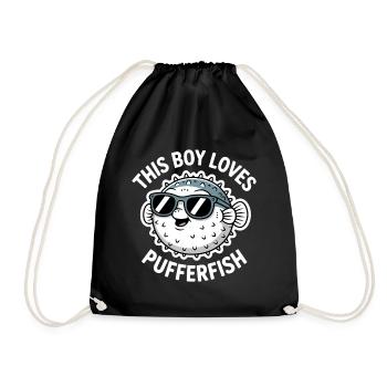 Puffer Fish Sayings Funny Puffer Fish Gift - Drawstring Bag - black - Front