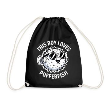 Puffer Fish Sayings Funny Puffer Fish Gift - Drawstring Bag - black - Front