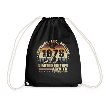 50th Birthday Gift 1976 Vintage Retro - Drawstring Bag - black - Front