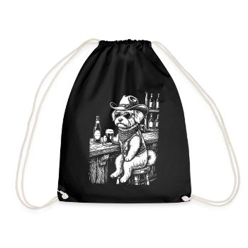 Cowboy Dog Beer Funny Maltheser - Drawstring Bag - black - Front