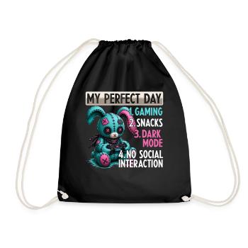 Pastel Goth Soft Goth Gaming Gamer - Drawstring Bag - black - Front