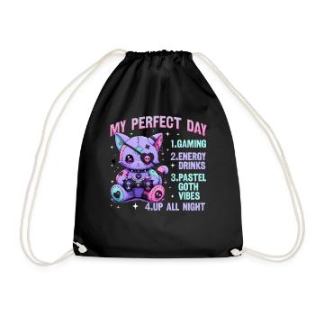 Pastel Goth Soft Goth Gaming Gamer - Drawstring Bag - black - Front