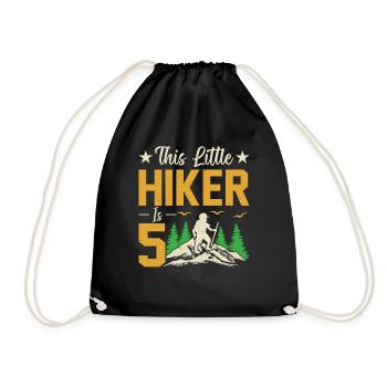Hiking Kids 5th Birthday Adventure Hiking Kids - Drawstring Bag - black - Front