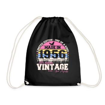Vintage 1956 Vintage Birthday Gift - Drawstring Bag - black - Front