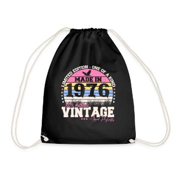 Vintage 1976 Birthday Gift 50 Years Retro - Drawstring Bag - black - Front