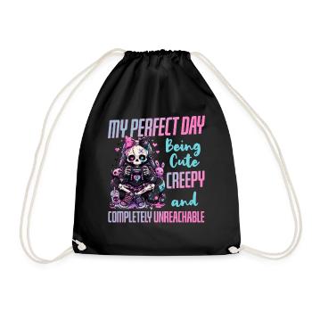 Pastel Goth Soft Goth Gaming Gamer - Drawstring Bag - black - Front