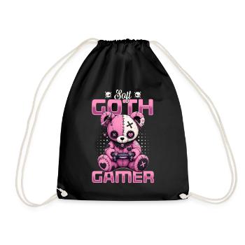 Pastel Goth Soft Goth Gaming Gamer - Drawstring Bag - black - Front