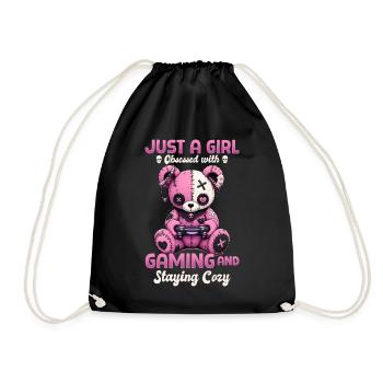 Pastel Goth Soft Goth Gaming Gamer - Drawstring Bag - black - Front