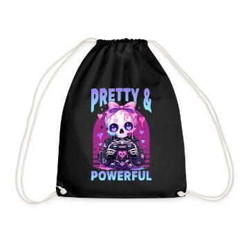Pastel Goth Soft Goth Gaming Gamer - Drawstring Bag - black - Front