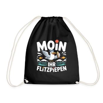 Moin Ihr Flitzpiepen Norddeutsch Hamburg Büro Moin - Turnbeutel - Schwarz - Vorne