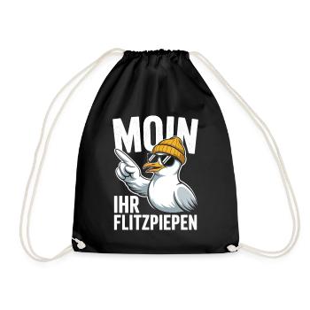 Moin Ihr Flitzpiepen Norddeutsch Hamburg Büro Moin - Turnbeutel - Schwarz - Vorne