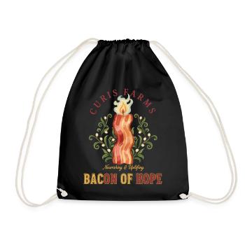 Breakfast Bacon Of Hope Funny Brunch Coffee Food - Drawstring Bag - black - Front