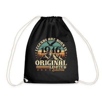 Legends 1946 Vintage 80th Birthday Gift - Drawstring Bag - black - Front