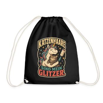 Katzenhaare sind mein Glitzer Shirt - Turnbeutel - Schwarz - Vorne