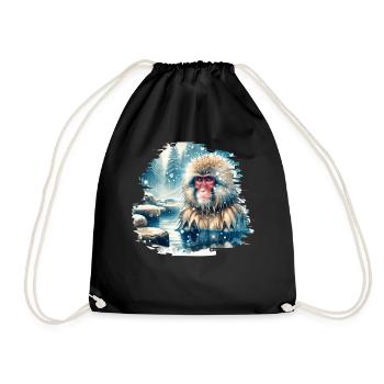 Motif du macaque japonais - Sac de sport léger - noir - Devant