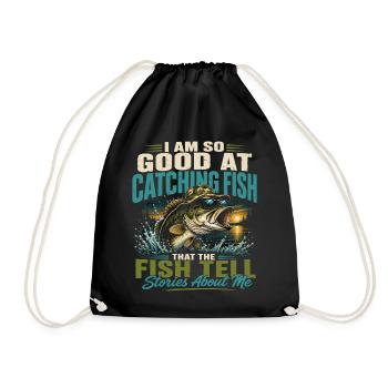 Legendary Fisherman Humor Retro Vintage Fish - Drawstring Bag - black - Front