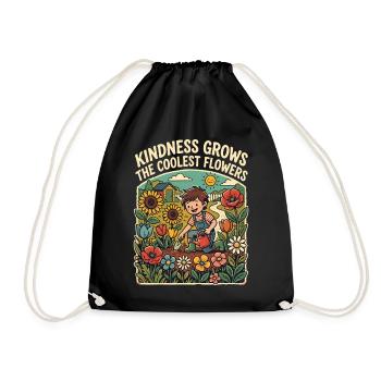 Kindness makes the coolest flowers grow - Drawstring Bag - black - Front