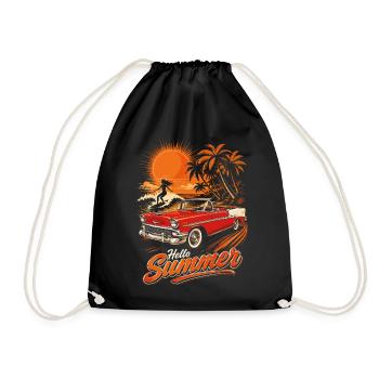 Summer Vintage Convertible and Surf - Drawstring Bag - black - Front