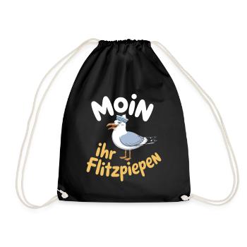 Moin Ihr Flitzpiepen Norddeutsch Hamburg Büro Moin - Turnbeutel - Schwarz - Vorne