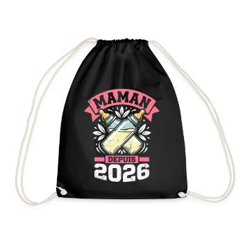 Maman Depuis 2026 Biberons Cadeau Mère - Sac de sport léger - noir - Devant