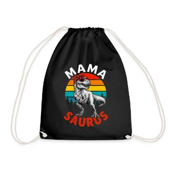 Mamasaurus Mom Dinosaur Mother's Day Gift - Drawstring Bag - black - Front