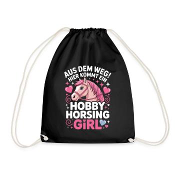 Hobby Horsing Girl Steckenpferd Pony Reiten Pferde - Turnbeutel - Schwarz - Vorne