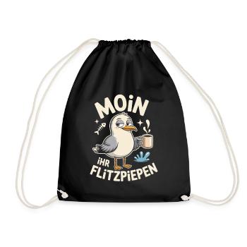 Moin Ihr Flitzpiepen Norddeutsch Hamburg Büro Moin - Turnbeutel - Schwarz - Vorne
