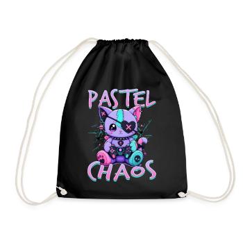 Pastel Goth Soft Goth Gaming Gamer - Drawstring Bag - black - Front