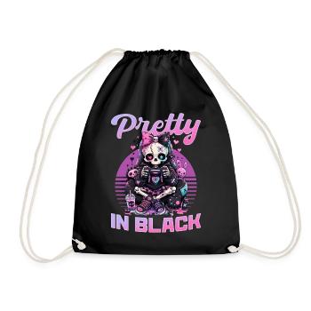 Pastel Goth Soft Goth Gaming Gamer - Drawstring Bag - black - Front