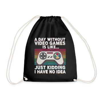 Retro Controller Humor Rainbow - Drawstring Bag - black - Front