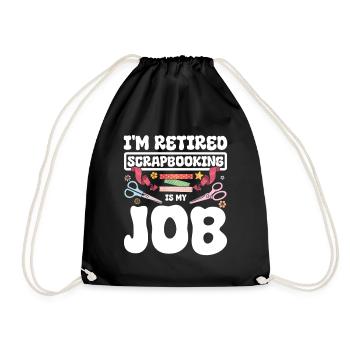 Retired Scrapbooking - Drawstring Bag - black - Front