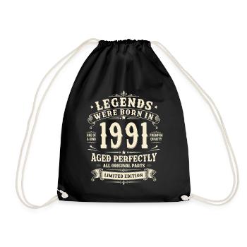 35th Birthday Gift 1991 Man Vintage Retro - Drawstring Bag - black - Front