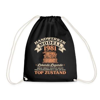 45. Geburtstag Handwerker Modell 1981 - Turnbeutel - Schwarz - Vorne